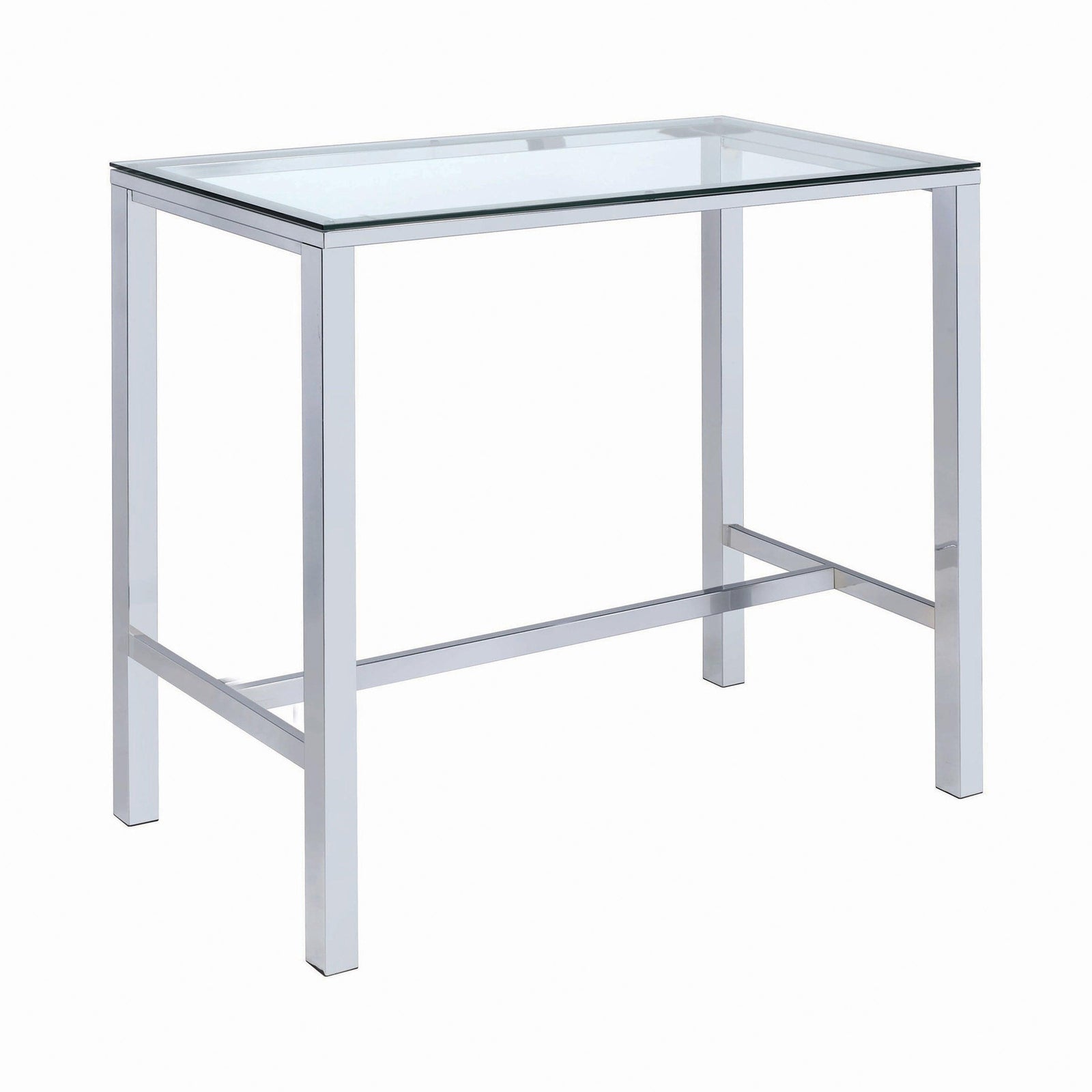 Tolbert Bar Table With Glass Top Chrome - Ella Furniture