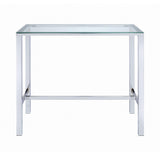 Tolbert Bar Table With Glass Top Chrome - Ella Furniture