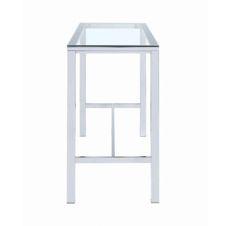 Tolbert Bar Table With Glass Top Chrome - Ella Furniture