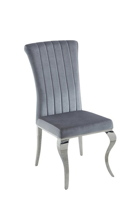 Betty Upholstered Side Chairs Grey And Chrome (Set Of 4) - Ella Furniture