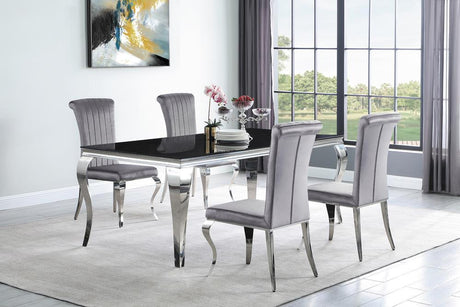 Betty Upholstered Side Chairs Grey And Chrome (Set Of 4) - Ella Furniture