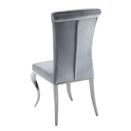Betty Upholstered Side Chairs Grey And Chrome (Set Of 4) - Ella Furniture