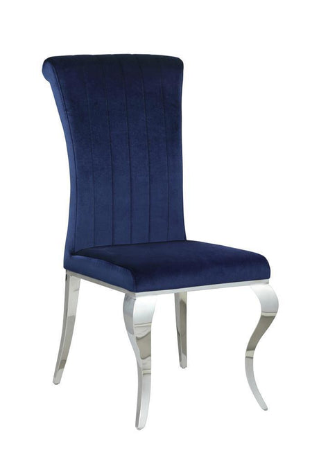 Betty Upholstered Side Chairs Ink Blue And Chrome (Set Of 4) - Ella Furniture