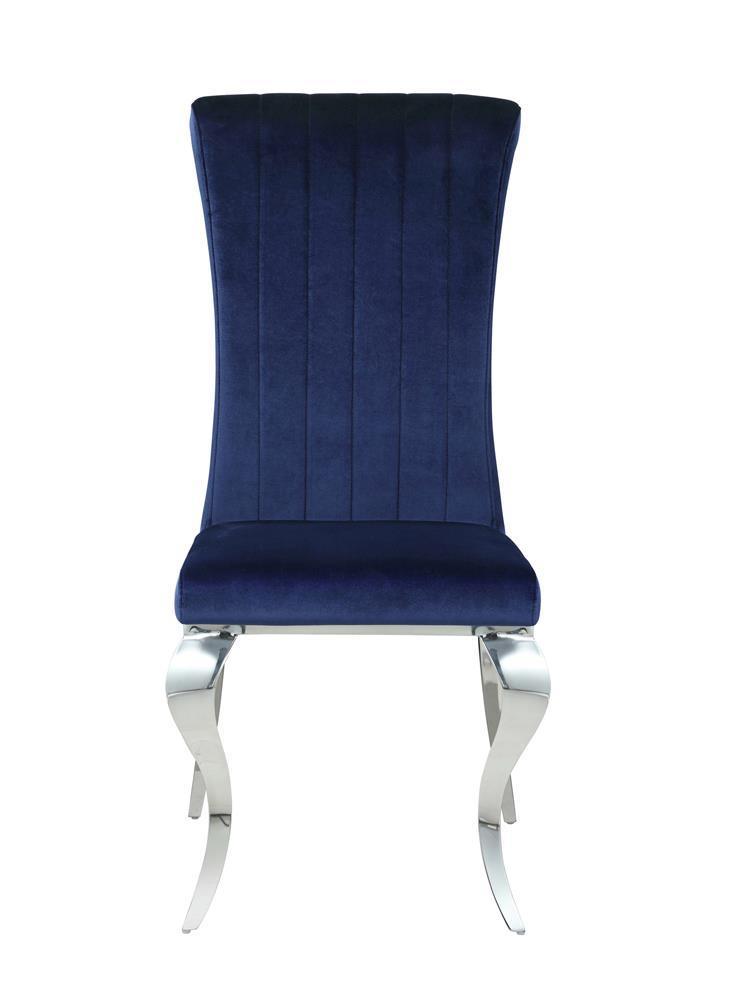 Betty Upholstered Side Chairs Ink Blue And Chrome (Set Of 4) - Ella Furniture