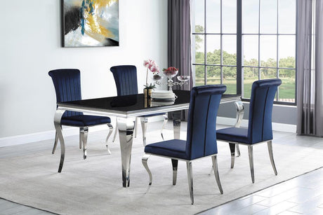 Betty Upholstered Side Chairs Ink Blue And Chrome (Set Of 4) - Ella Furniture