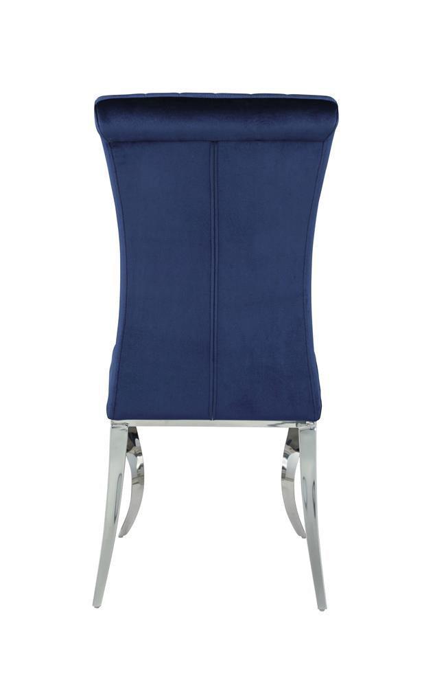 Betty Upholstered Side Chairs Ink Blue And Chrome (Set Of 4) - Ella Furniture