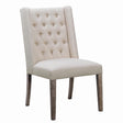 Batson Tufted Side Chairs Dark Brown And Beige (Set Of 2) - Ella Furniture
