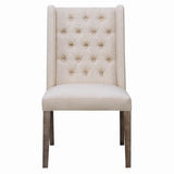 Batson Tufted Side Chairs Dark Brown And Beige (Set Of 2) - Ella Furniture