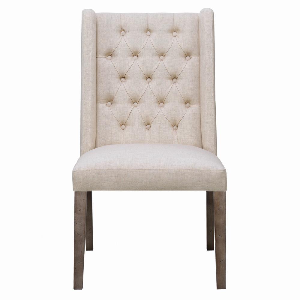 Batson Tufted Side Chairs Dark Brown And Beige (Set Of 2) - Ella Furniture