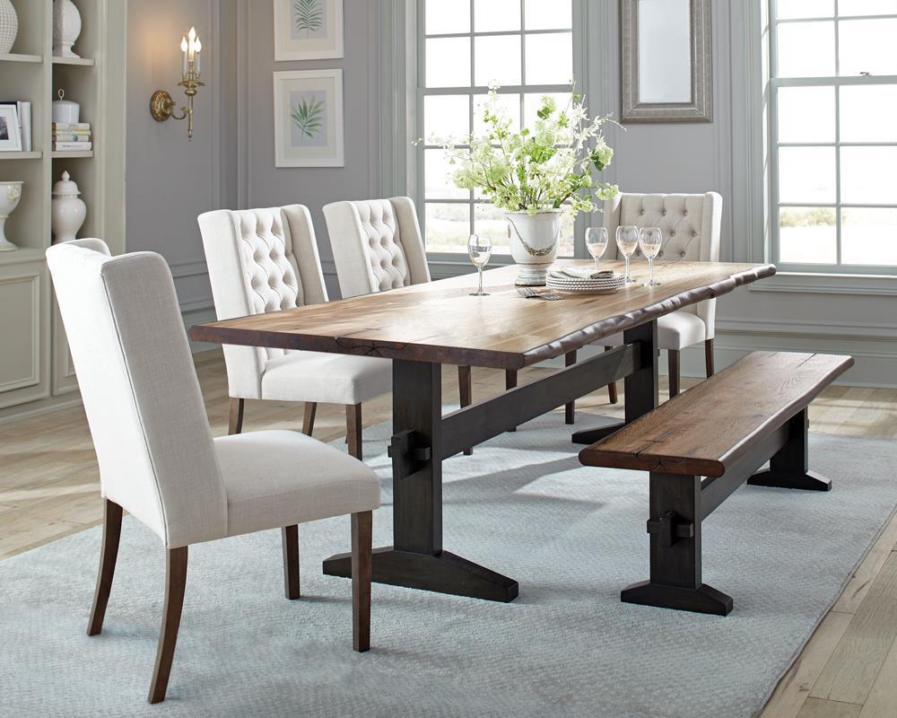 Batson Tufted Side Chairs Dark Brown And Beige (Set Of 2) - Ella Furniture