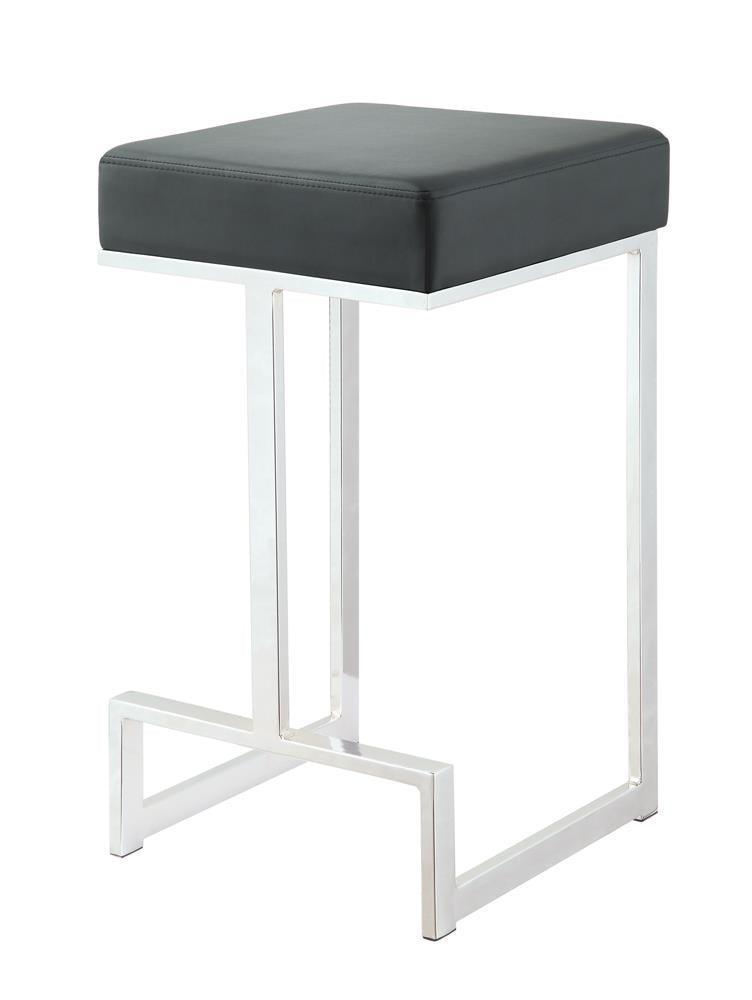 Gervase Square Counter Height Stool Black And Chrome - Ella Furniture