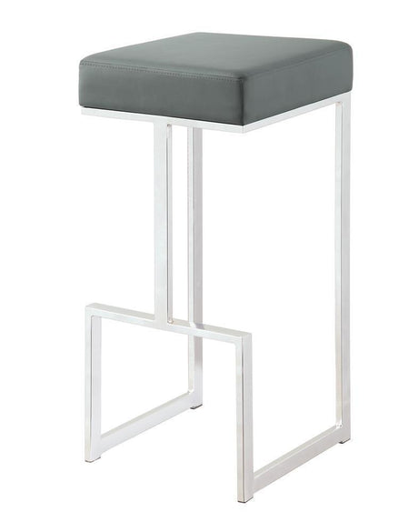 Gervase Square Bar Stool Grey And Chrome - Ella Furniture