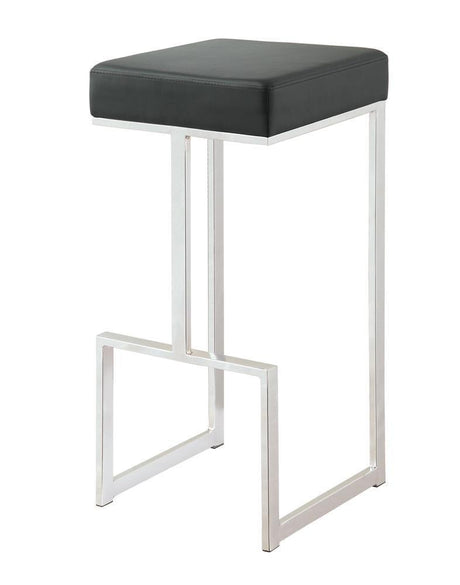 Gervase Square Bar Stool Black And Chrome - Ella Furniture