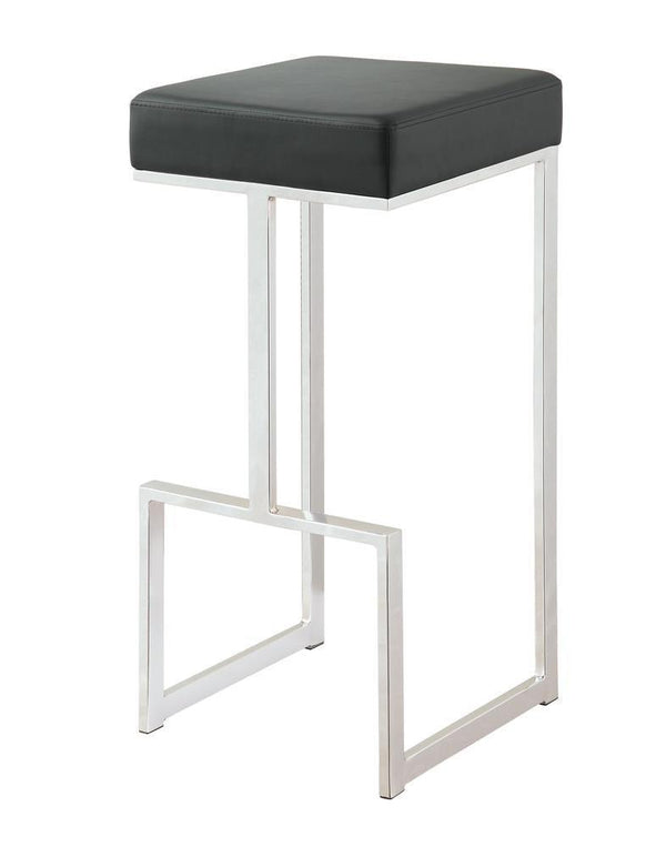 Gervase Square Bar Stool Black And Chrome - Ella Furniture