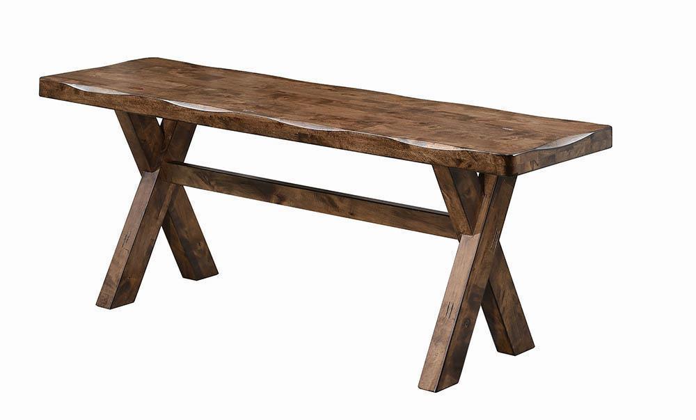 Alston X-shaped Dining Bench Knotty Nutmeg - Ella Furniture