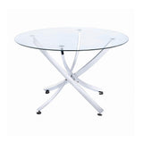 Beckham Chrome And Clear Circular Dining Room Set - Ella Furniture