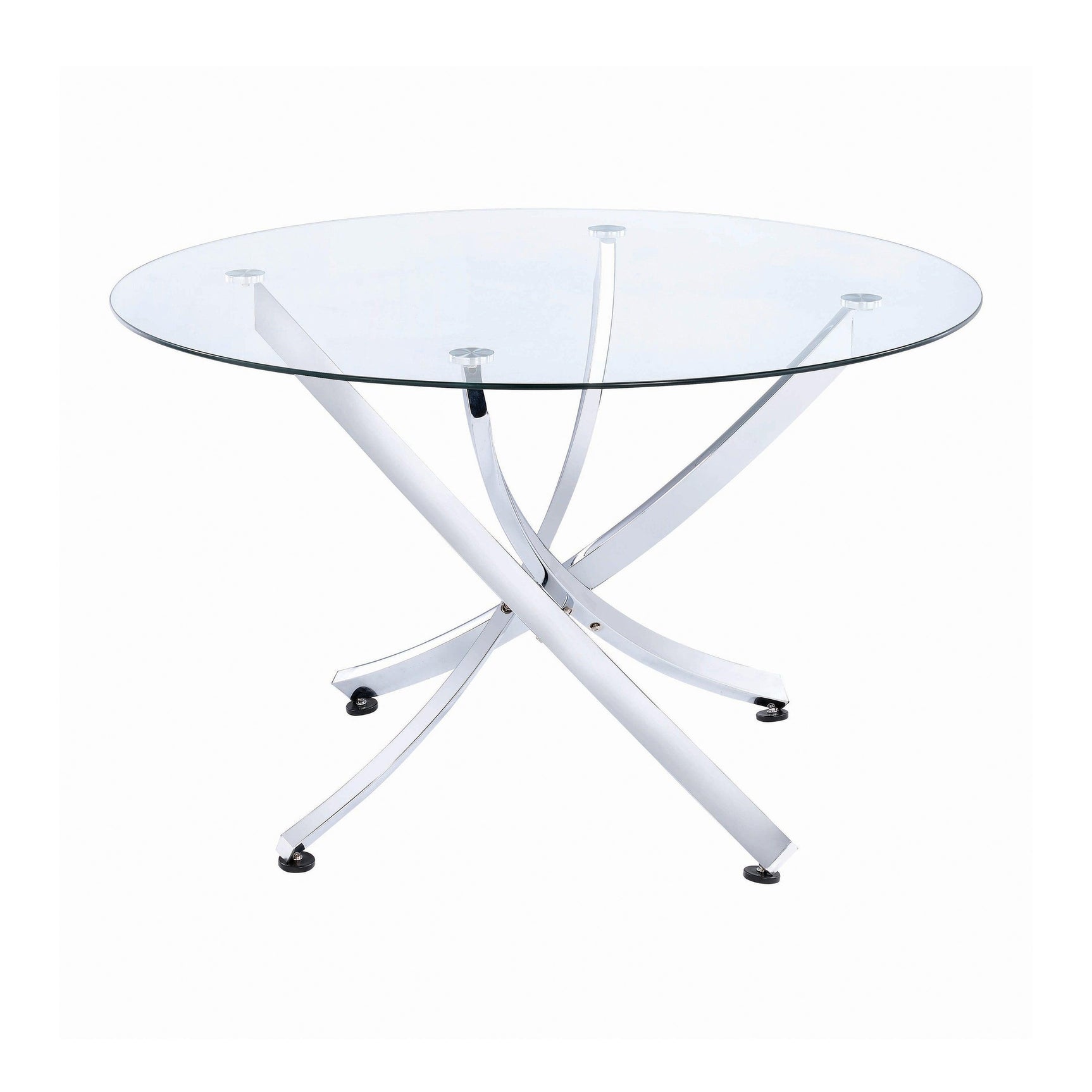 Beckham Chrome And Clear Circular Dining Room Set - Ella Furniture
