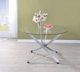 Beckham Chrome And Clear Circular Dining Room Set - Ella Furniture