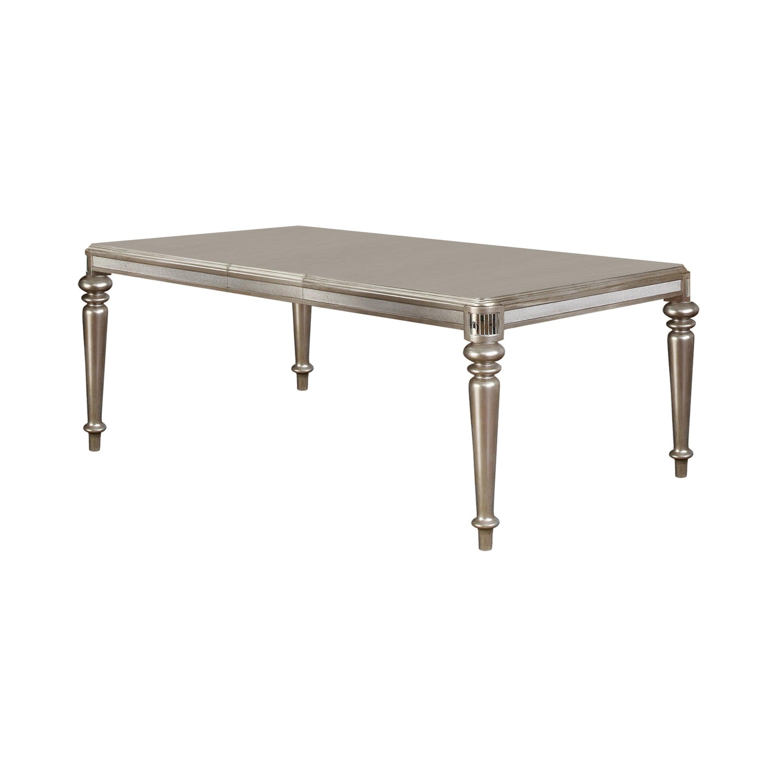 Danette Rectangular Dining Table With Leaf Metallic Platinum - Ella Furniture