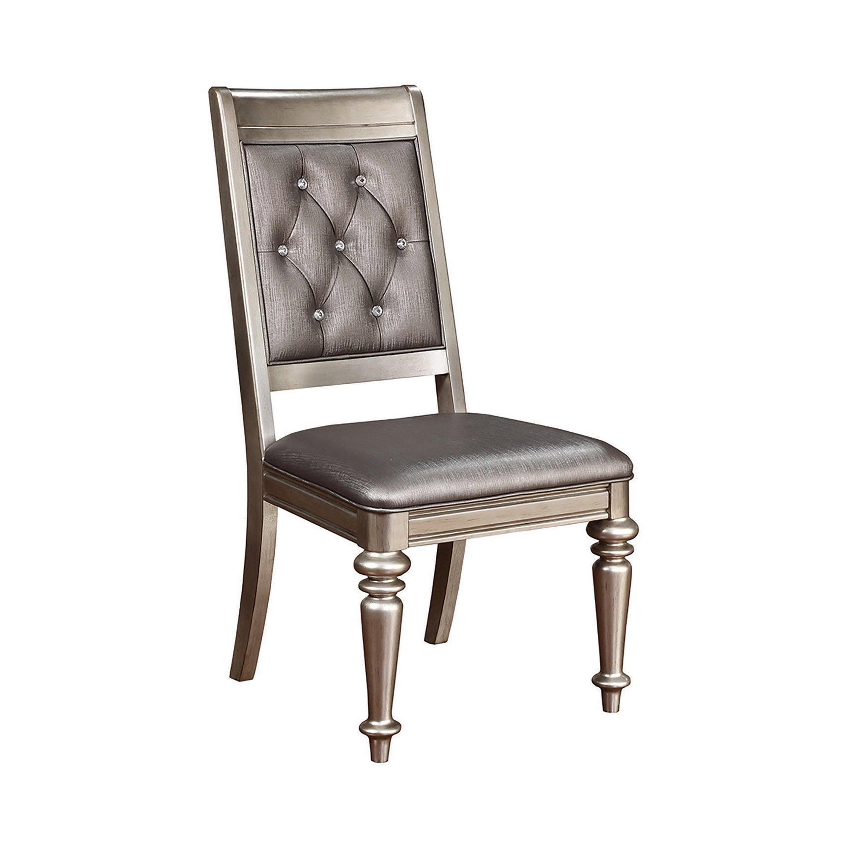 Danette Rectangular Dining Table With Leaf Metallic Platinum - Ella Furniture
