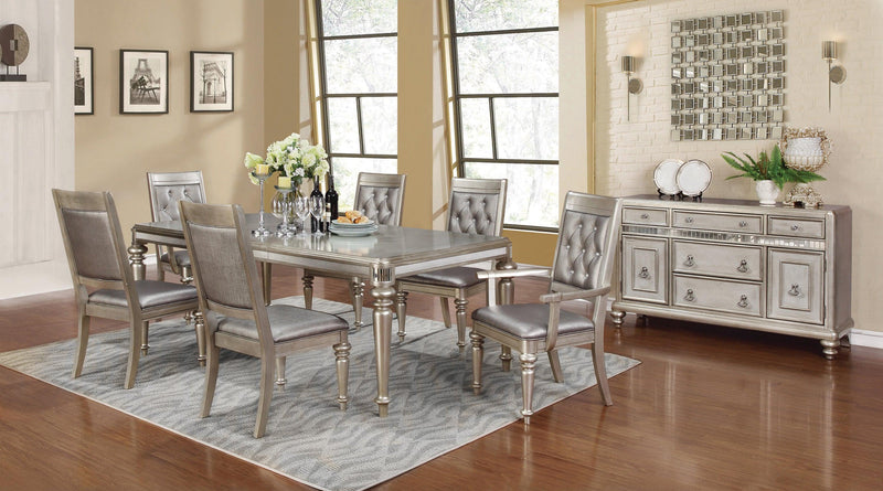 Danette Rectangular Dining Table With Leaf Metallic Platinum - Ella Furniture