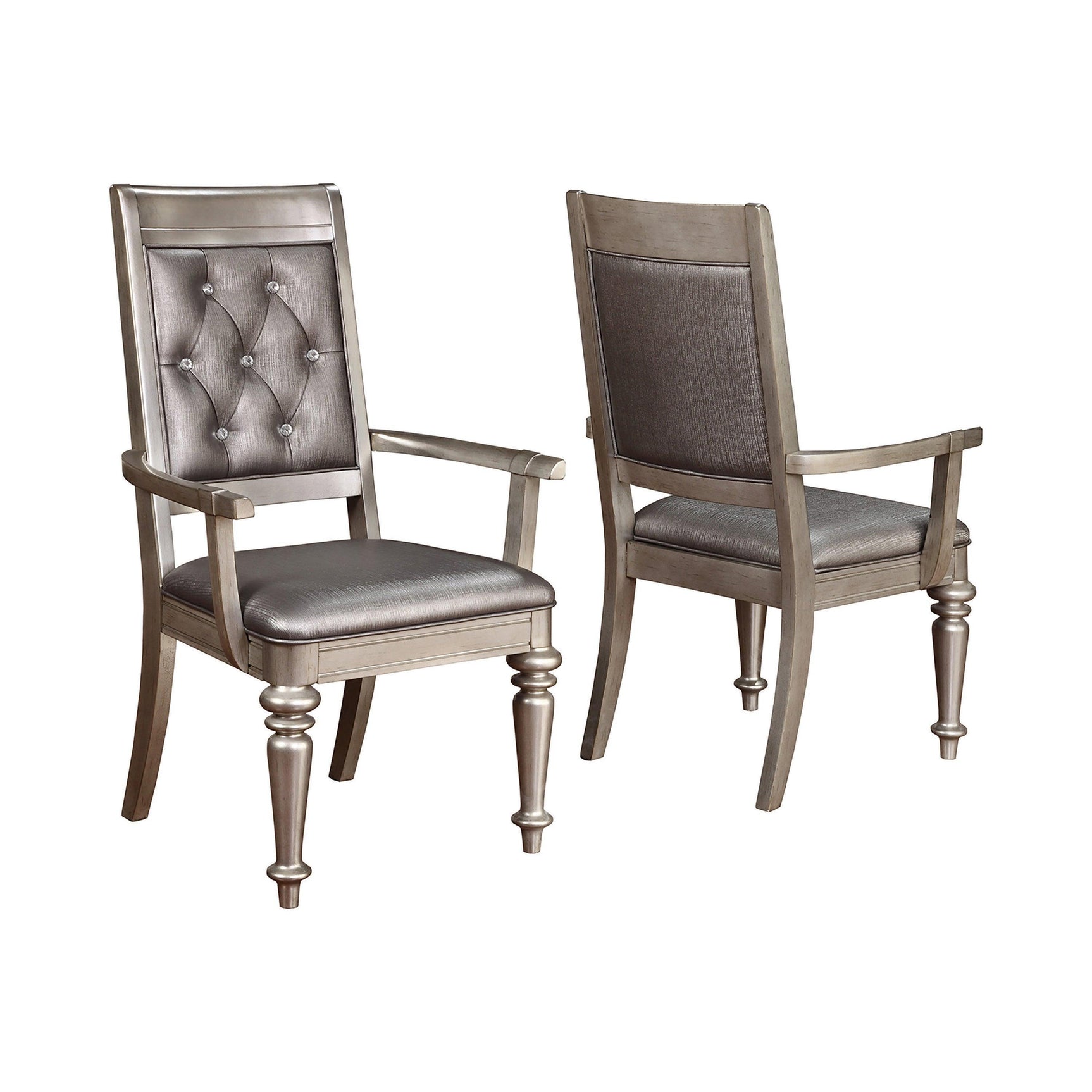 Danette Rectangular Dining Table With Leaf Metallic Platinum - Ella Furniture