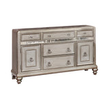 Danette Rectangular Dining Table With Leaf Metallic Platinum - Ella Furniture