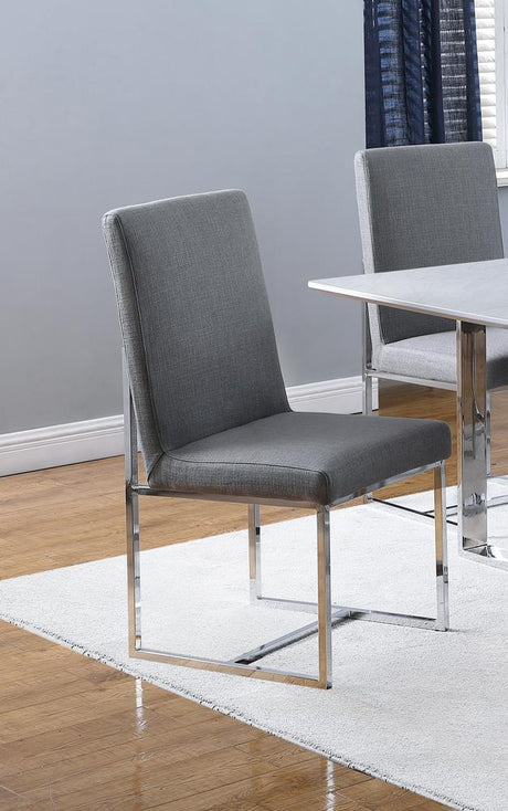 Mackinnon Upholstered Side Chairs Grey And Chrome (Set Of 2) - Ella Furniture