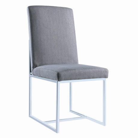 Mackinnon Upholstered Side Chairs Grey And Chrome (Set Of 2) - Ella Furniture