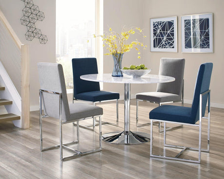 Mackinnon Upholstered Side Chairs Grey And Chrome (Set Of 2) - Ella Furniture