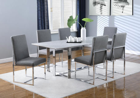 Mackinnon Upholstered Side Chairs Grey And Chrome (Set Of 2) - Ella Furniture