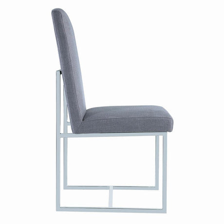 Mackinnon Upholstered Side Chairs Grey And Chrome (Set Of 2) - Ella Furniture
