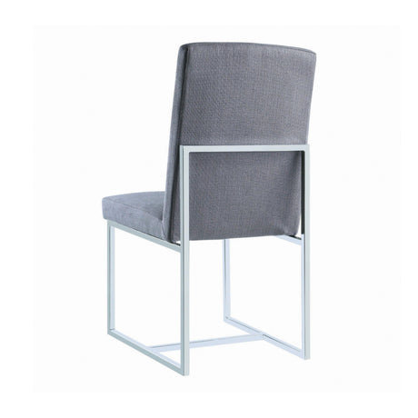 Mackinnon Upholstered Side Chairs Grey And Chrome (Set Of 2) - Ella Furniture