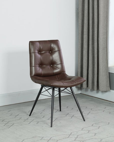 Aiken Upholstered Tufted Side Chairs Brown (Set Of 4) - Ella Furniture