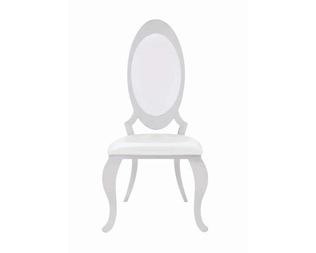 Antoine Oval Back Side Chairs Cream And Chrome (Set Of 2) - Ella Furniture