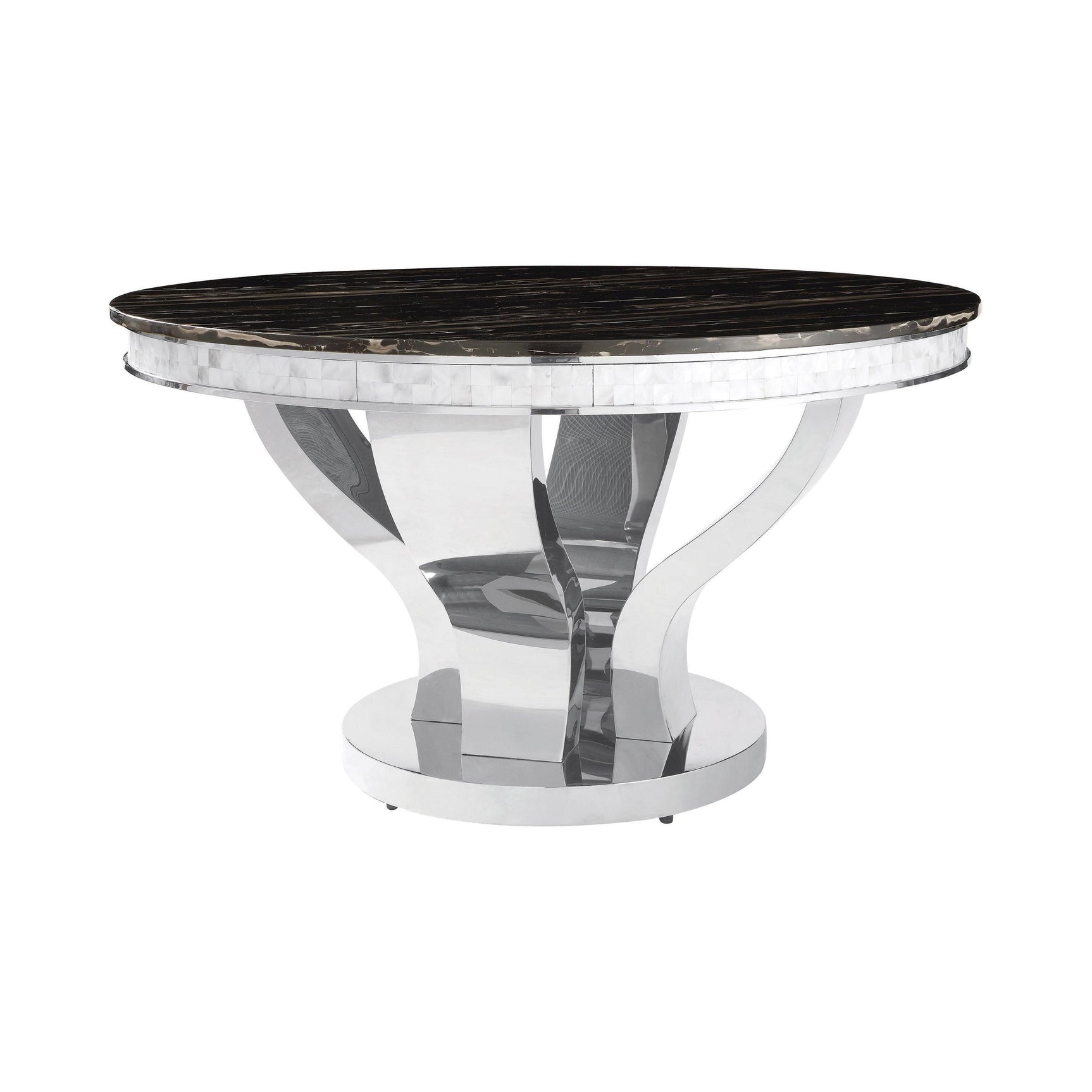 Anchorage Chrome And Black Circular Dining Room Set - Ella Furniture
