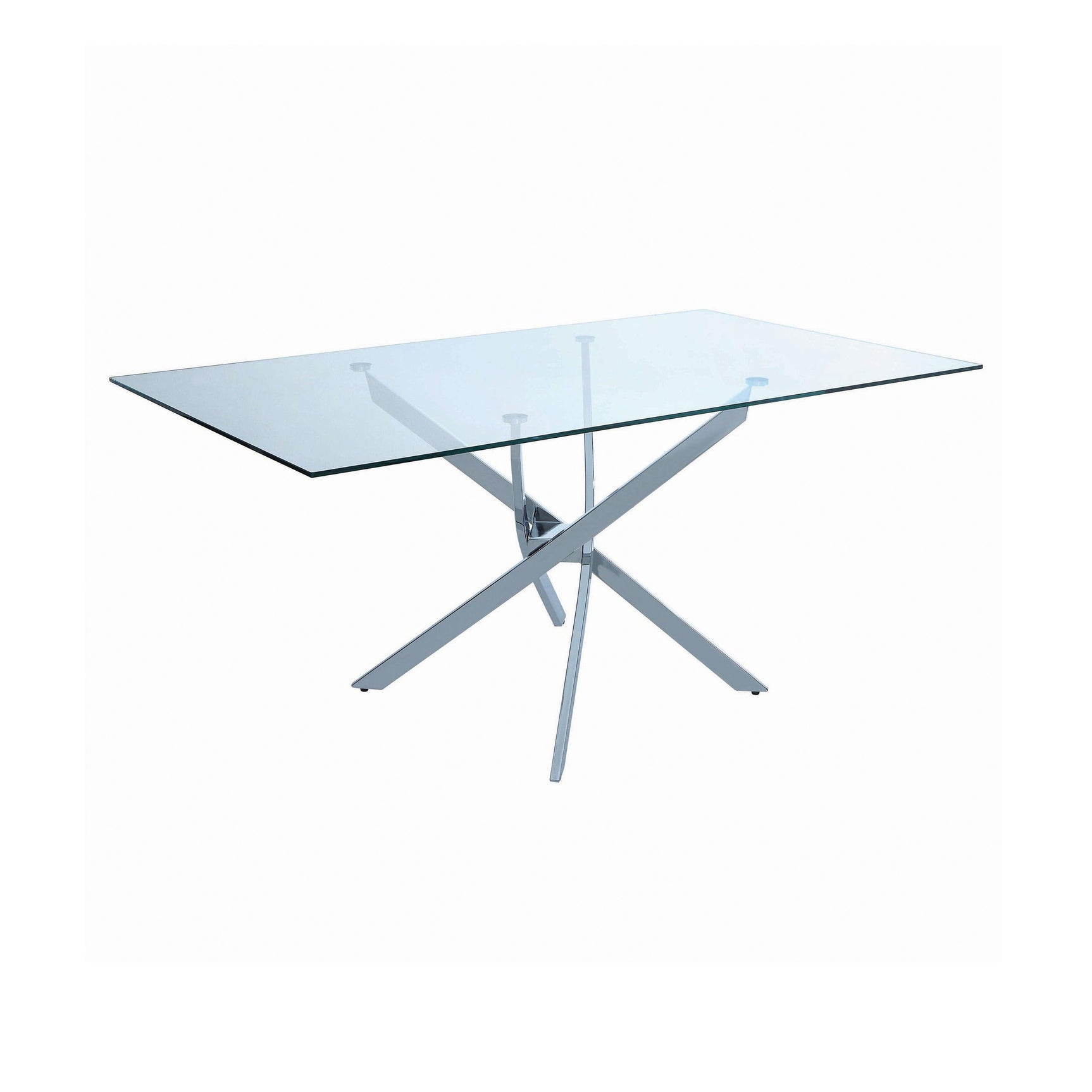 Carmelo Chrome And Clear Rectangular Dining Room Set - Ella Furniture