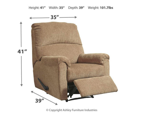 Nerviano Mocha Chenille Recliner - Ella Furniture