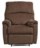 Nerviano Chocolate Chenille Recliner - Ella Furniture