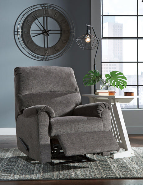 Nerviano Gray Chenille Recliner - Ella Furniture