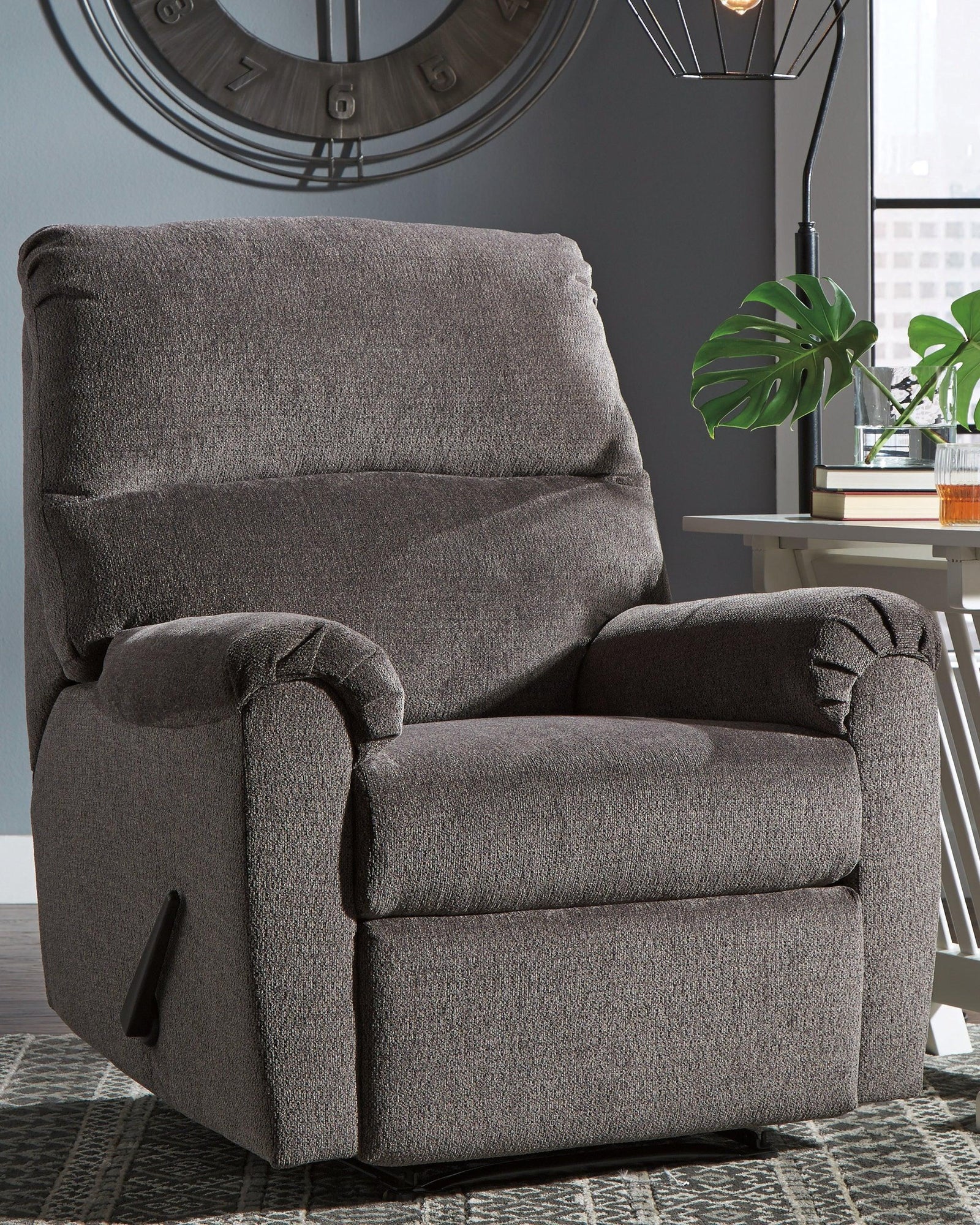 Nerviano Gray Chenille Recliner - Ella Furniture