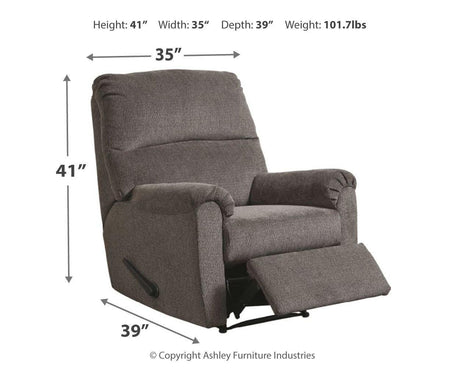 Nerviano Gray Chenille Recliner - Ella Furniture