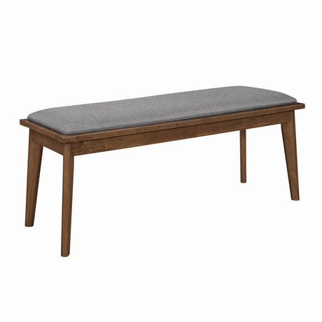 Alfredo Upholstered Dining Bench Grey And Natural Walnut - Ella Furniture
