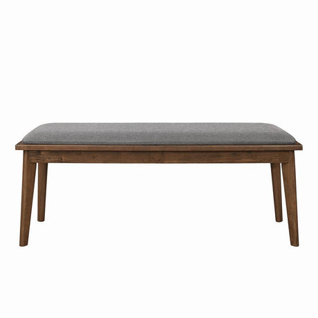 Alfredo Upholstered Dining Bench Grey And Natural Walnut - Ella Furniture