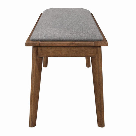 Alfredo Upholstered Dining Bench Grey And Natural Walnut - Ella Furniture