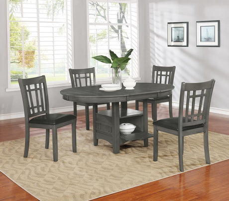 Lavon Medium Grey Storage Oval Dining Room Set - Ella Furniture