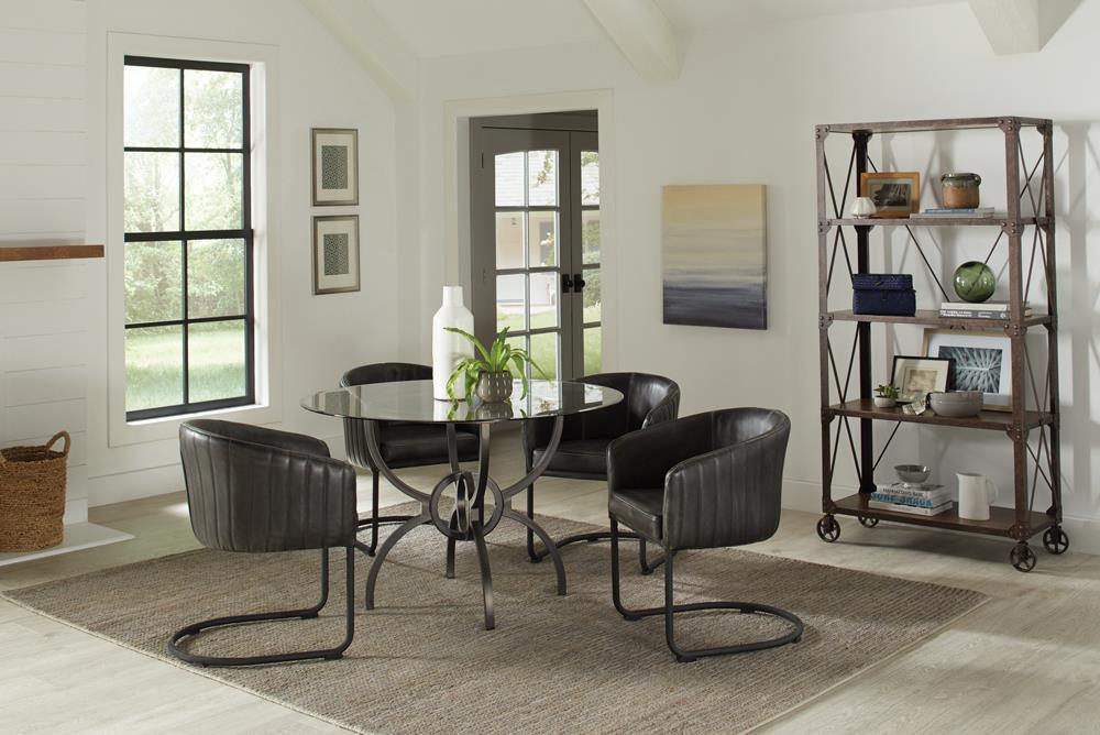 Aviano Base Gunmetal Circular Dining Room Set - Ella Furniture