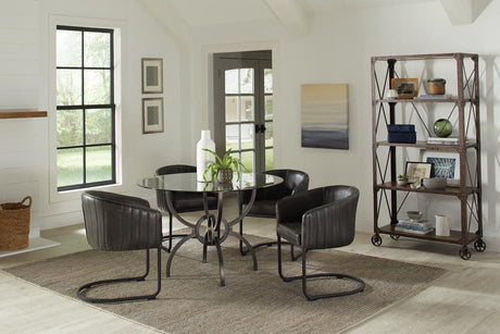 Aviano Base Gunmetal Circular Dining Room Set - Ella Furniture