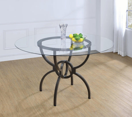 Aviano Base Gunmetal Circular Dining Room Set - Ella Furniture