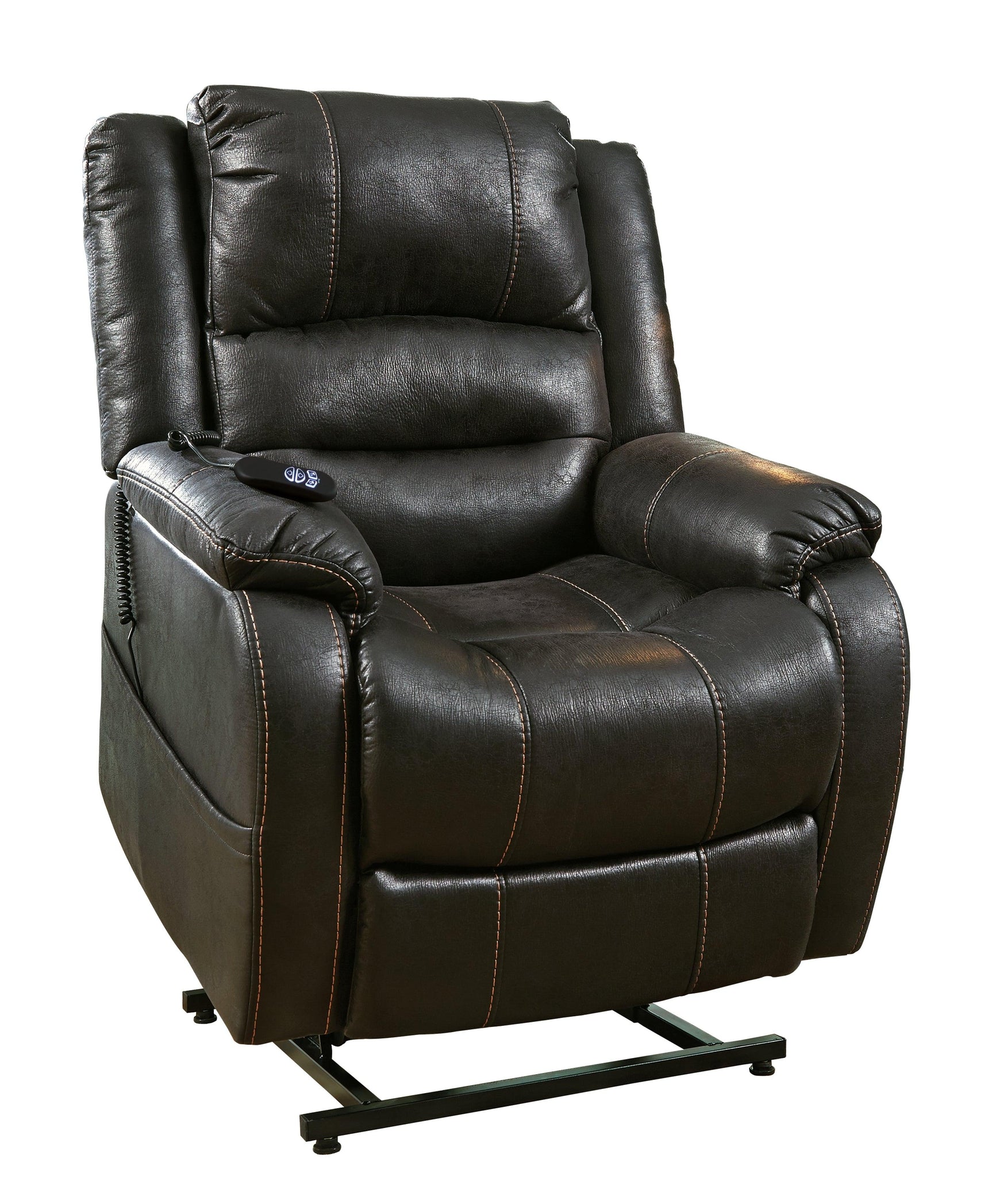 Yandel Black Faux Leather Power Lift Recliner - Ella Furniture